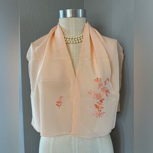 Vintage Embroidered Scarf 13.5” x 44”